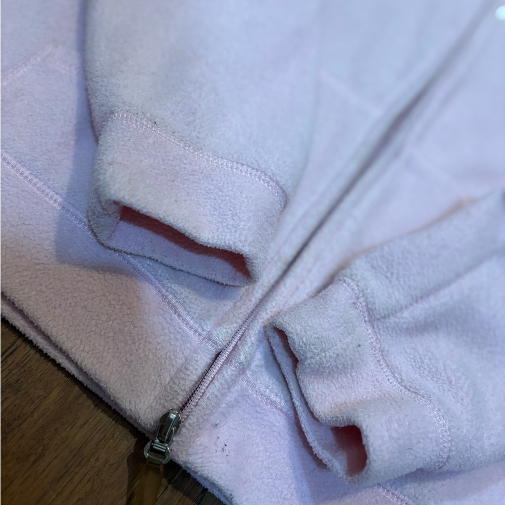 Disney Tinker Bell “Feisty” Pink Fleece Hoodie Women’s Medium Y2K Satin Hood - Picture 5 of 11